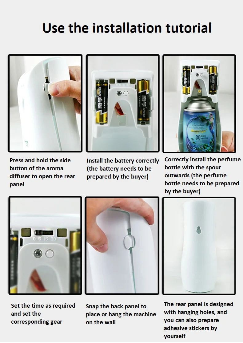 Automatic Fragrance Sprayer – Timed Aroma Diffuser for Bathroom & Home (White/Black)
