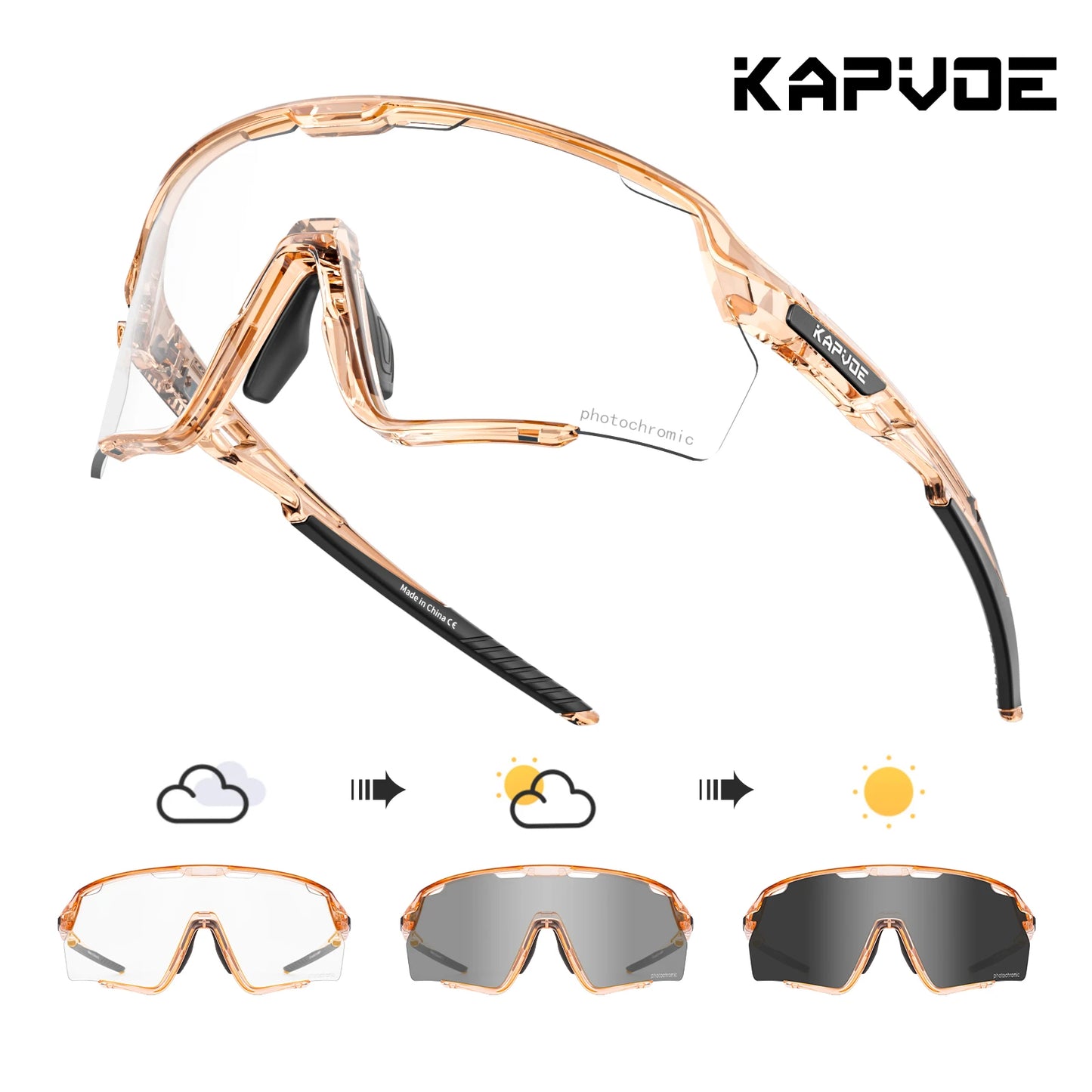 Kapvoe Photochromic Cycling Glasses – Silver Lens Sports Sunglasses for Men & Women