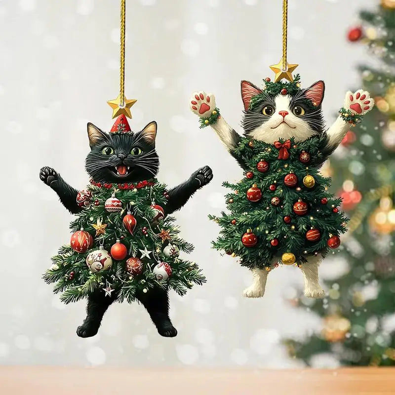 Cute Cat Christmas Ornament – Hanging Pendant for Tree, Car, Backpack & Home Decoration Holiday Gift