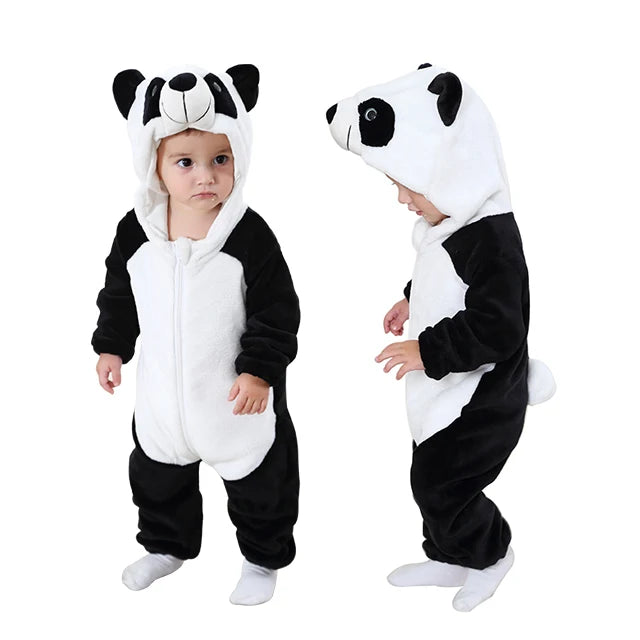Cartoon Baby Romper – Flannel Hooded Jumpsuit Costume for Toddlers & Infants (Unisex)