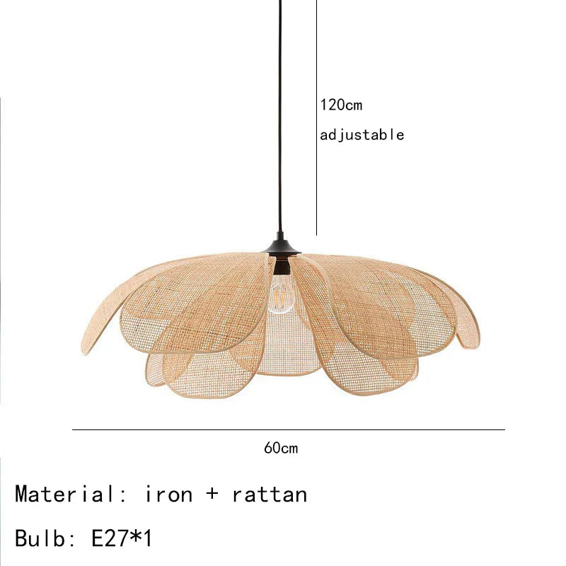 Natural Wabi Sabi Petal Japanese Wicker Pendant Ceiling Light