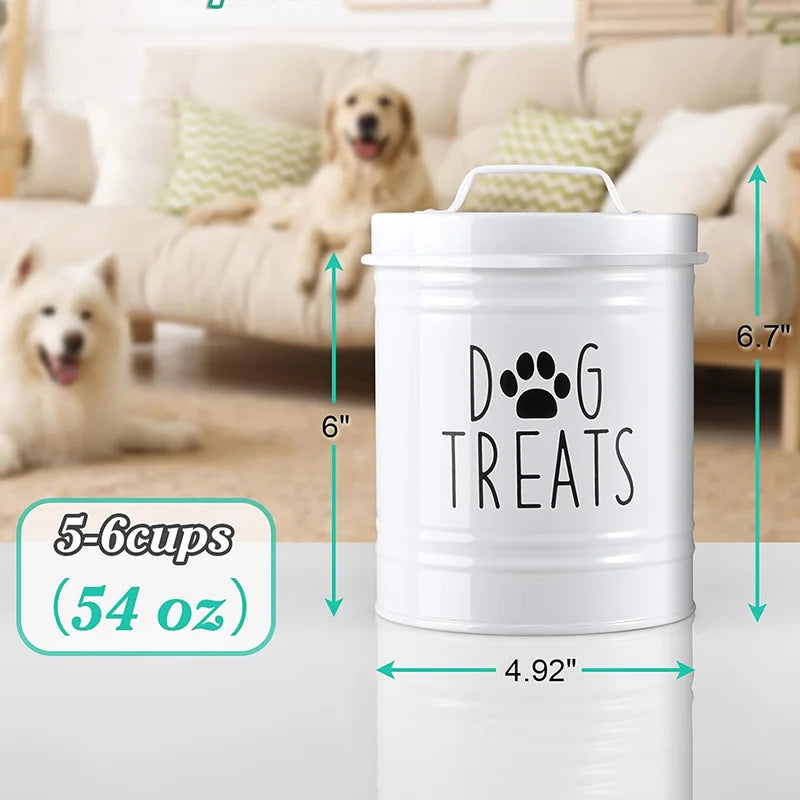 Metal Dog Treat Container – Pet Food Storage Jar for Dogs & Cats