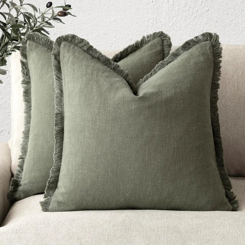 Decorative Nordic Frill Cotton & Linen Cushion Covers - 5 Colours