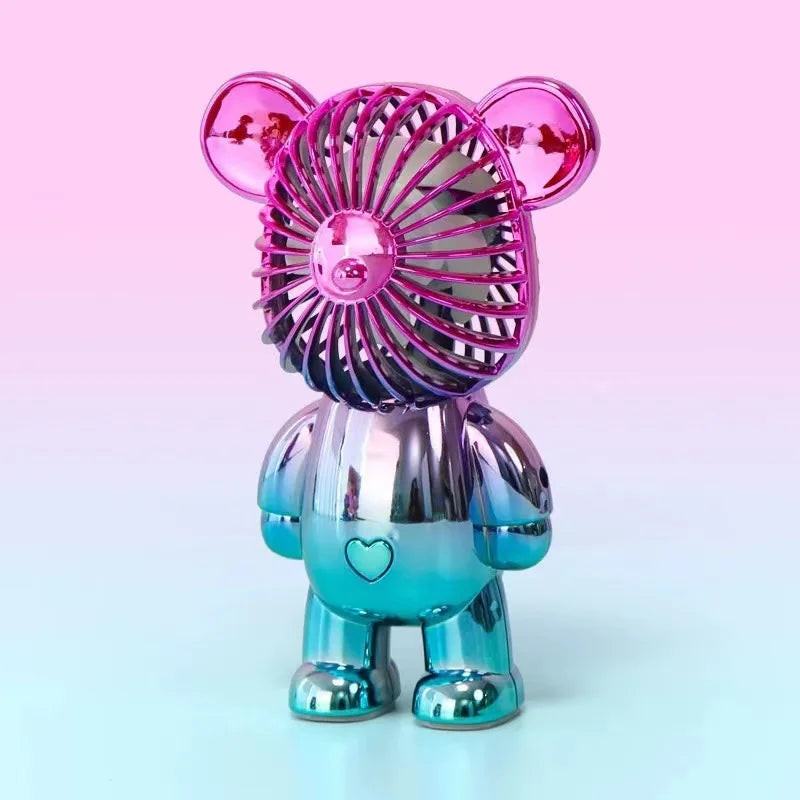Mini Bear Handheld Fan – USB Rechargeable Portable Cooling Fan with Gradient Design