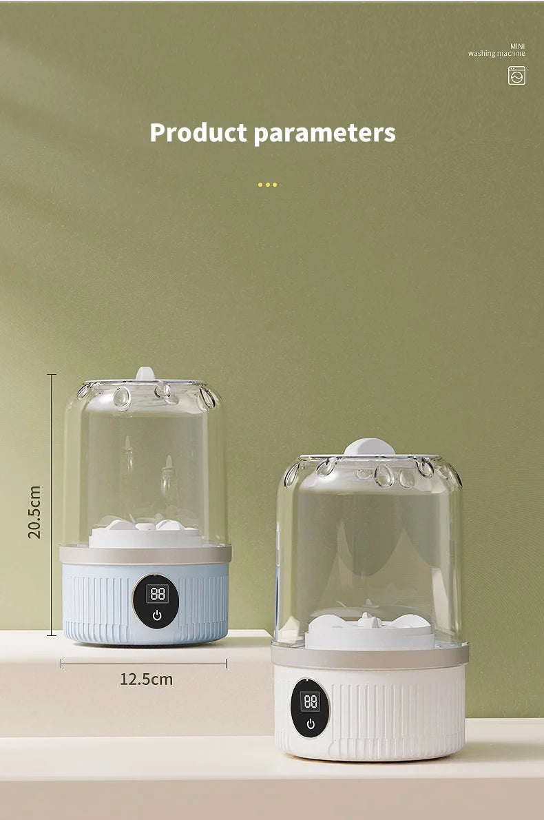 Wireless Mini Washing Machine – 1L Portable Underwear & Socks Cleaner with Dehydration Function