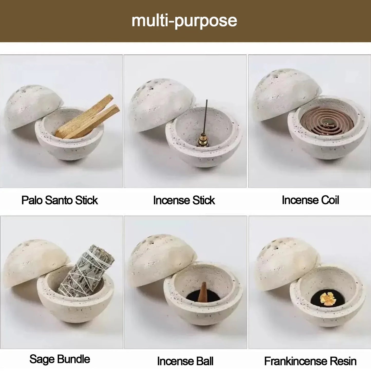Natural Marble Cave Hole Stone Incense Burner - 7 Colours