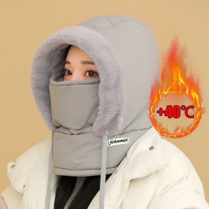 Thermal Balaclava Hood – Windproof Plush Ski Mask & Neck Warmer for Outdoor Winter Sports