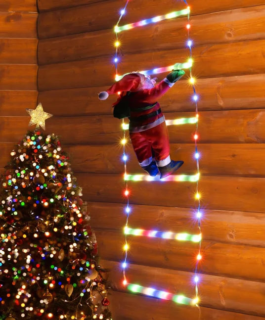 LED Santa Claus Climbing Ladder Light – 1.5/3M USB Christmas Decoration with 8 Flash Modes for Home & Tree