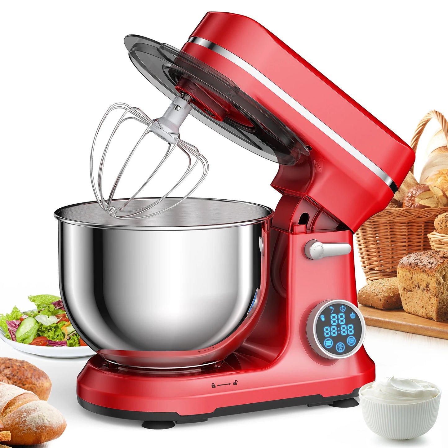 BioloMix 1200W Stand Mixer – 11-Speed Electric Kitchen Food Mixer with OLED Screen, Dough Hook & Whisk
