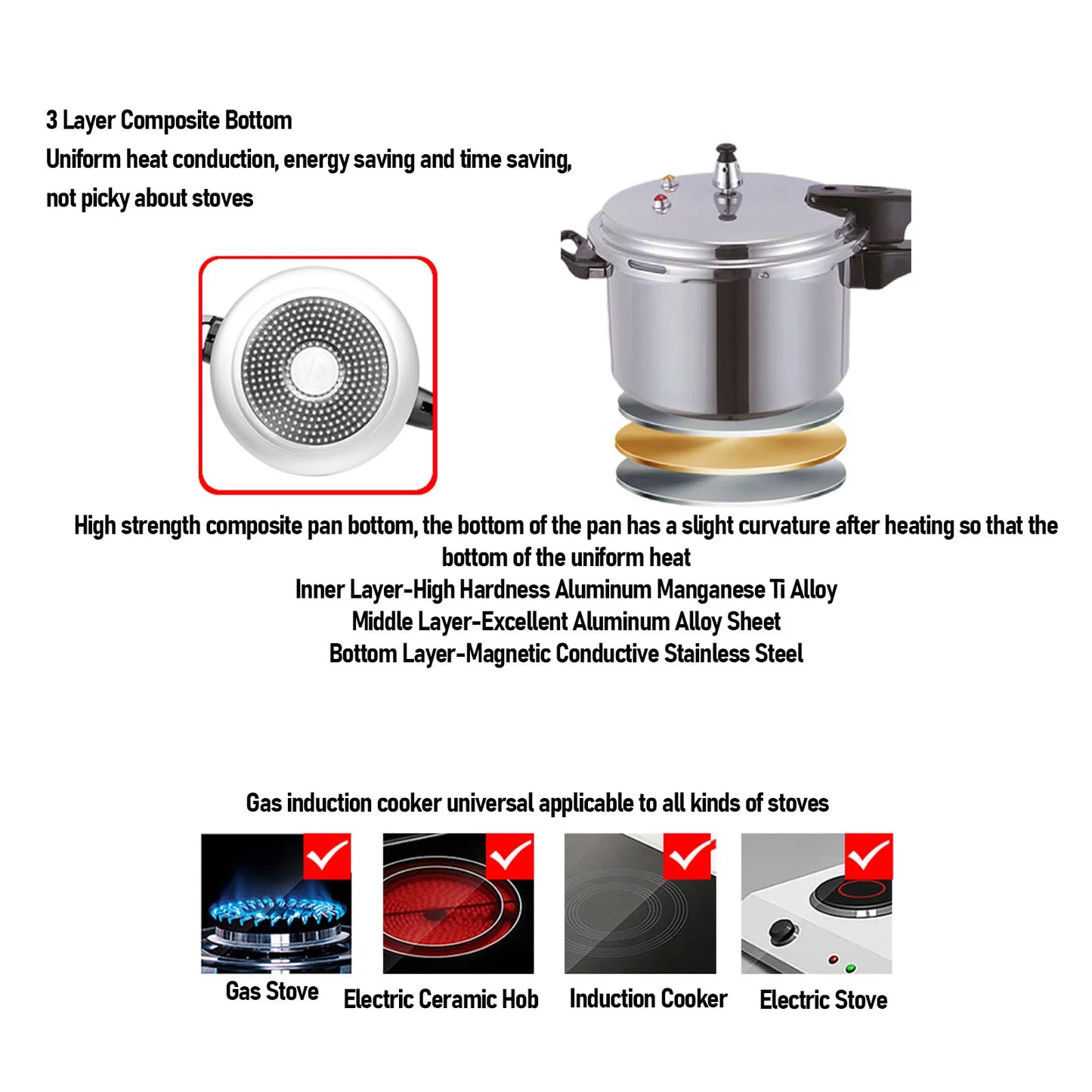 Aluminum Alloy Pressure Cooker – Large Capacity Explosion-Proof Fast Cooking Pot for Home Use