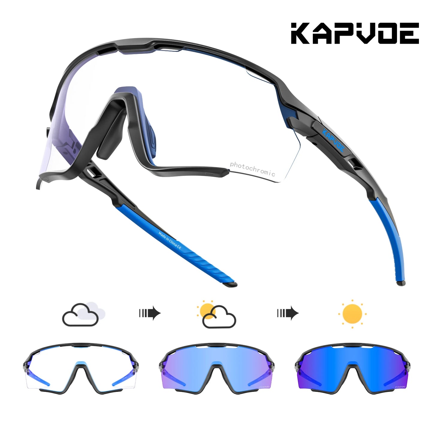 Kapvoe Photochromic Cycling Glasses – Silver Lens Sports Sunglasses for Men & Women