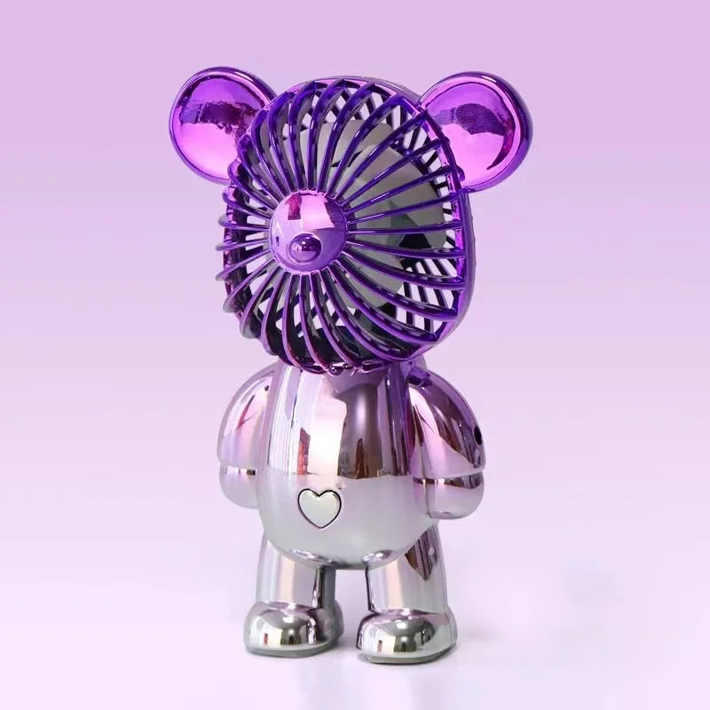 Mini Bear Handheld Fan – USB Rechargeable Portable Cooling Fan with Gradient Design