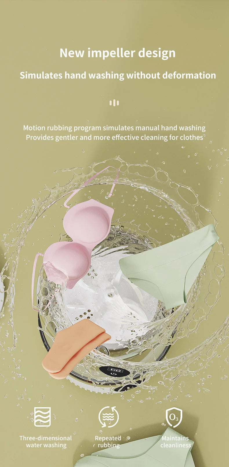 Wireless Mini Washing Machine – 1L Portable Underwear & Socks Cleaner with Dehydration Function
