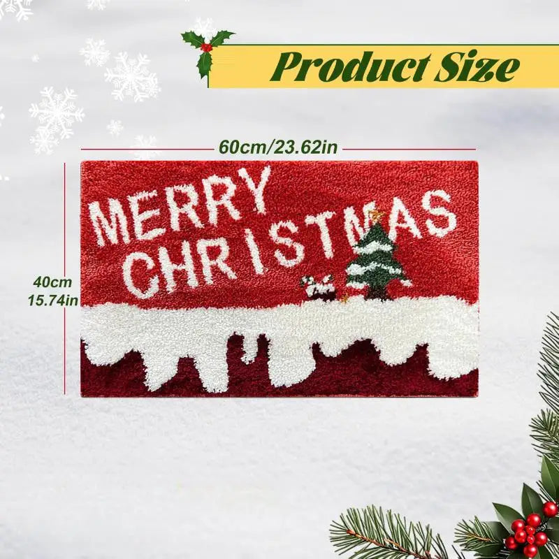 Christmas Door Mat – Red Santa & Gingerbread Carpet for Indoor/Outdoor Holiday Home Decoration 2026