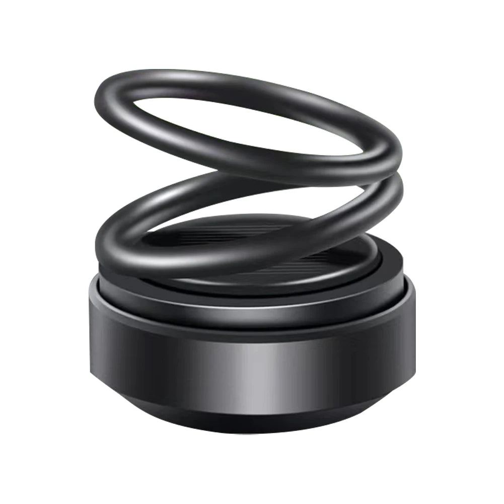 Solar Powered Car Fragrance Diffuser – Rotating Double Ring Aromatherapy Decoration