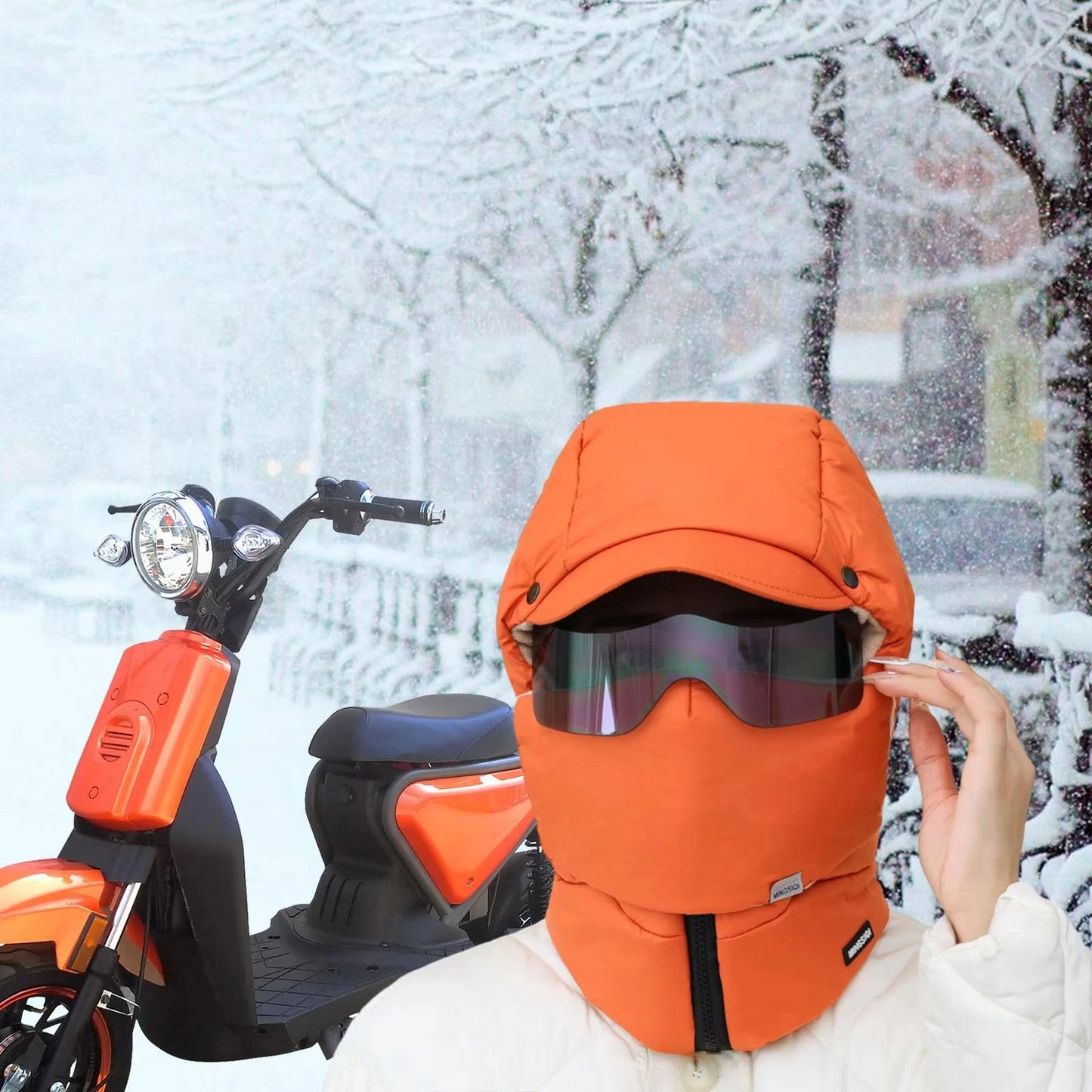 Winter Ski Balaclava Mask – Windproof Full Face Cover with Goggles, Thick Plush Thermal Motorcycle Mask for Men & Women