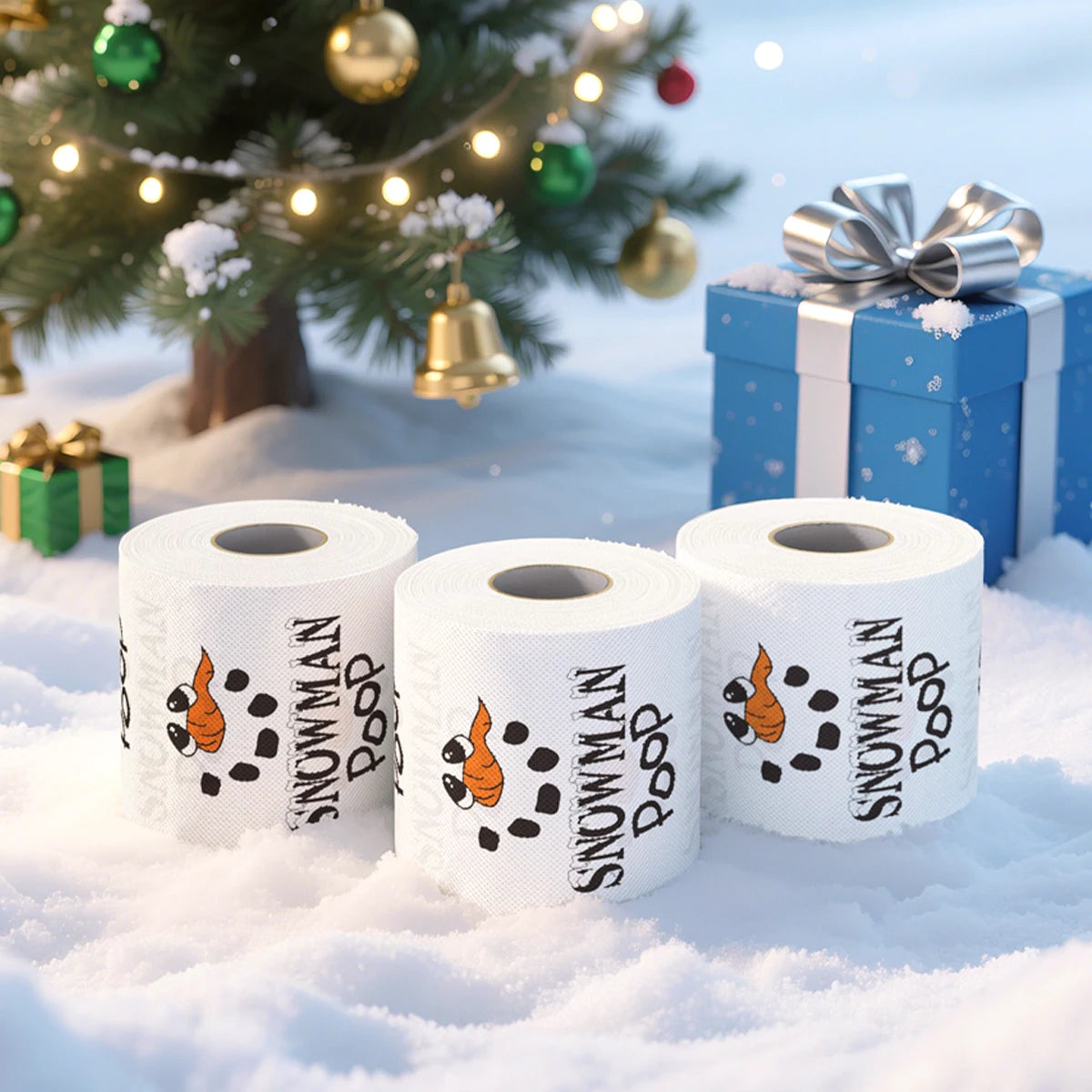 Christmas Toilet Paper Roll – Funny Merry Christmas & Happy 2026 New Year Tissue for Holiday Bathroom Décor