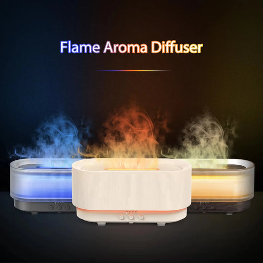 Sejoy Flame Aroma Diffuser – 300ml USB Cool Mist Humidifier with Colorful LED Flame Light for Home & Bedroom