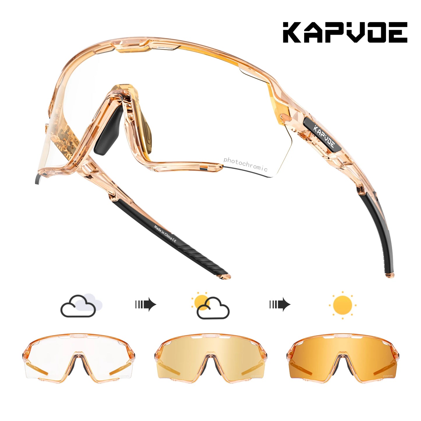 Kapvoe Photochromic Cycling Glasses – Silver Lens Sports Sunglasses for Men & Women