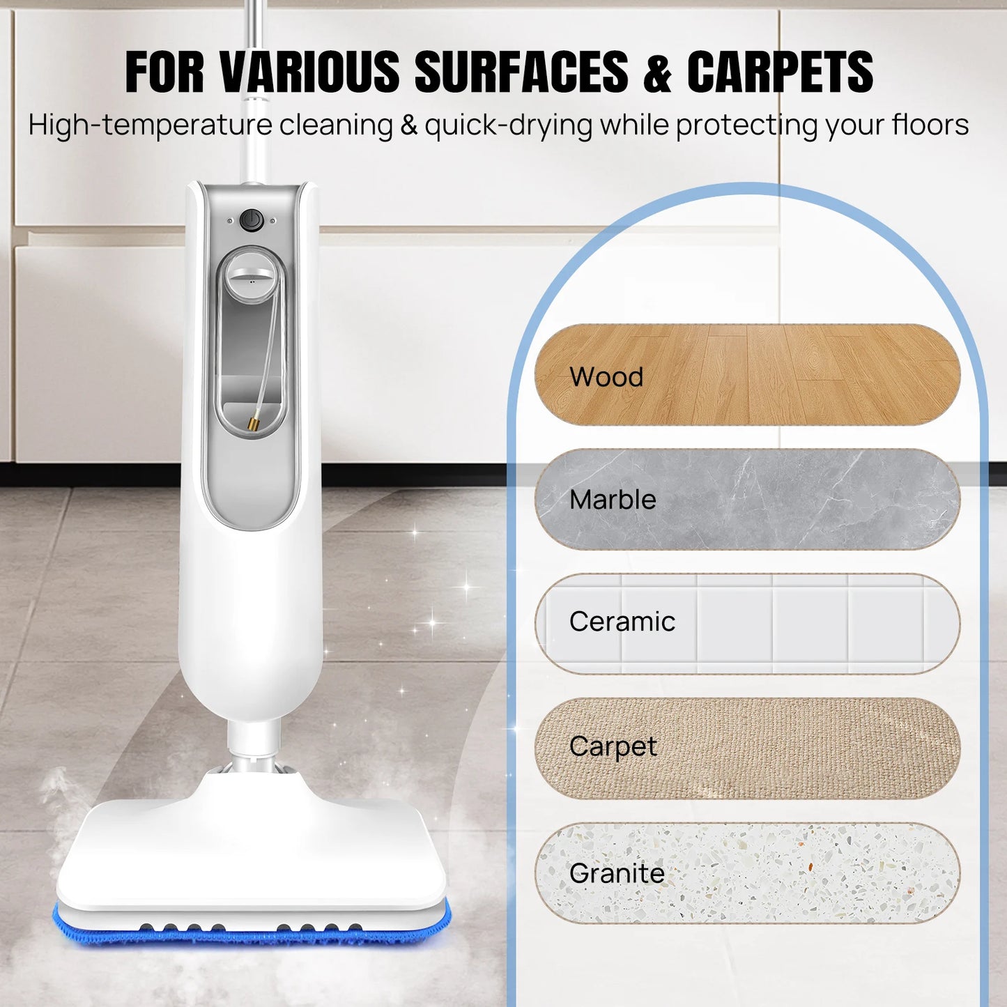 12-in-1 Electric Steam Mop – 5000W Floor & Handheld Steam Cleaner with 120° Rotating Head (400ml Tank)