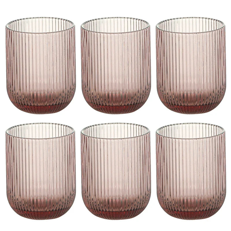 Set of 6 Luxury Ripple Drinking Glasses - Clear, Sage & Blush