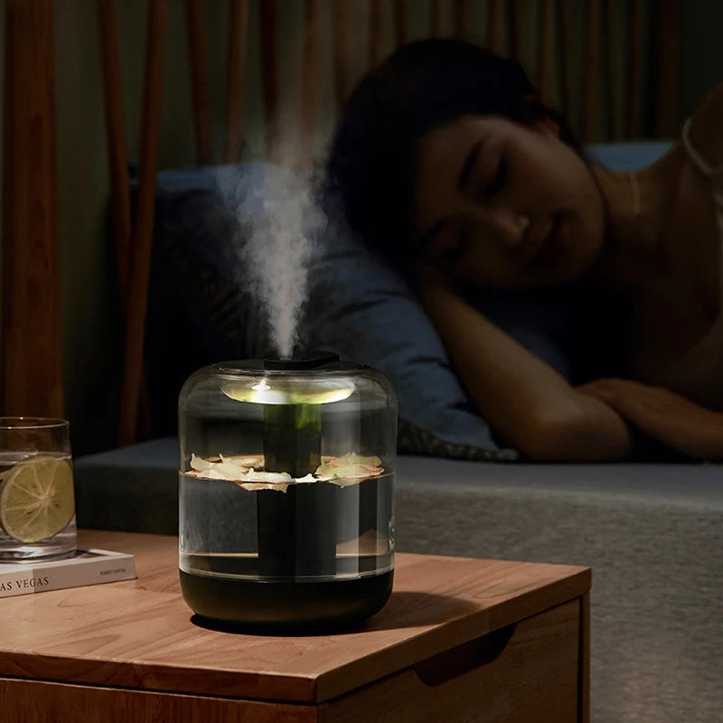 Rechargeable Air Humidifier – 1L Essential Oil Diffuser with LED Light & USB Mist Maker