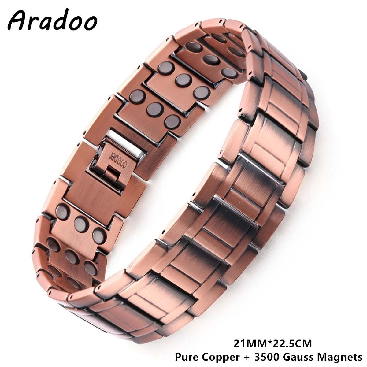 ARADOO Men’s Copper Magnetic Bracelet – Pure Copper Neodymium Link Therapy Jewelry Gift