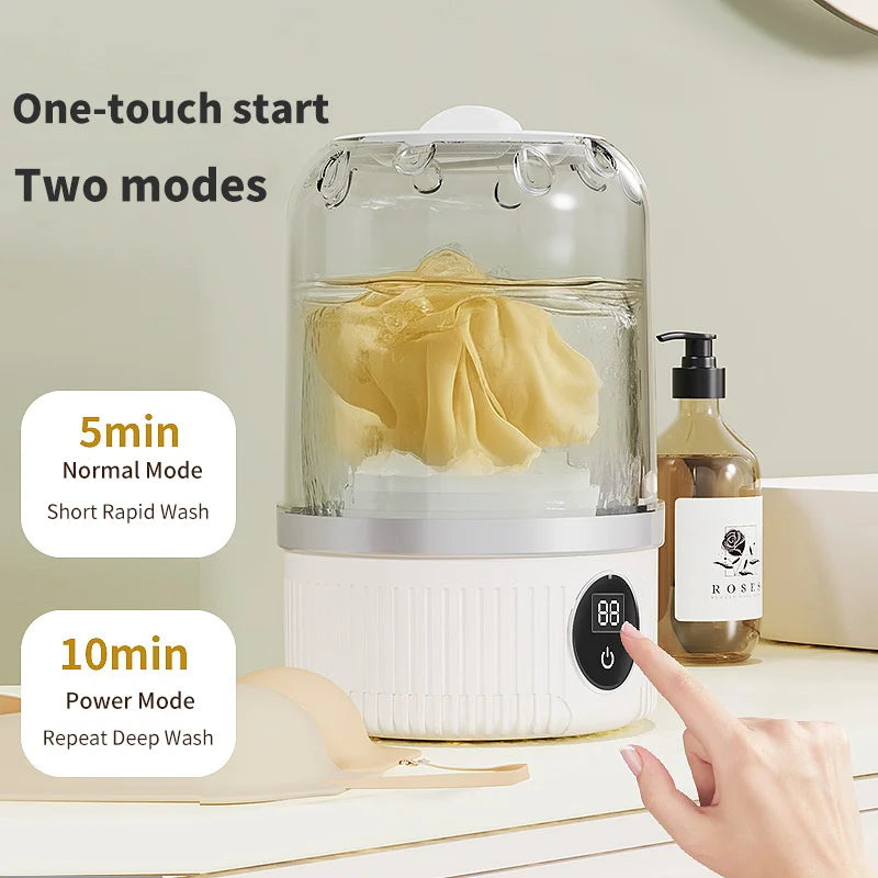 Wireless Mini Washing Machine – 1L Portable Underwear & Socks Cleaner with Dehydration Function
