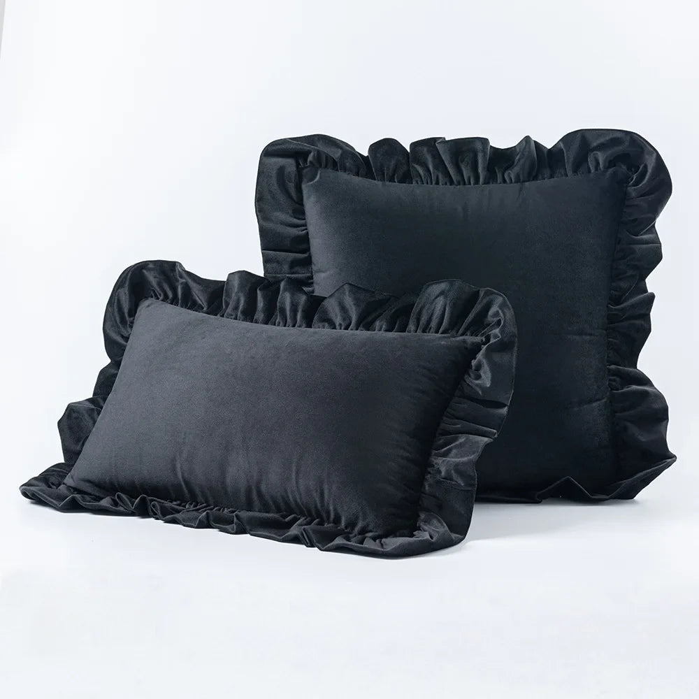 Decadent Velvet Cushion Covers with Ruffle - 16 Colours