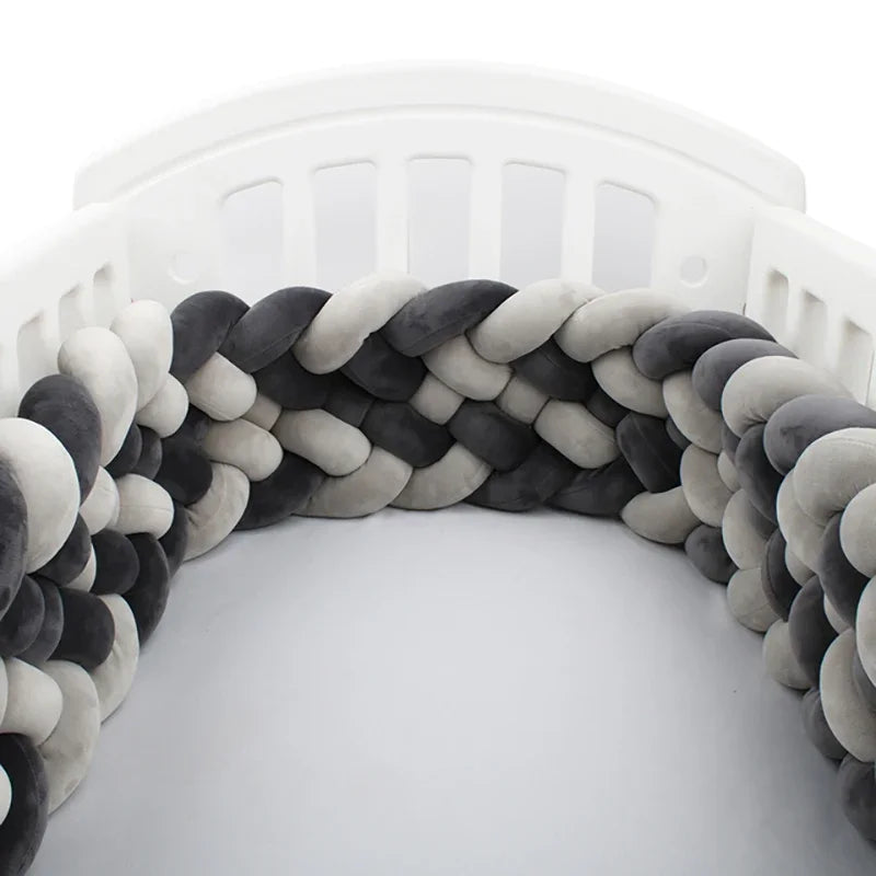 Braided Baby Crib Bumper – 300/400cm Soft Cushion Bed Protector for Newborns & Nursery Decoration
