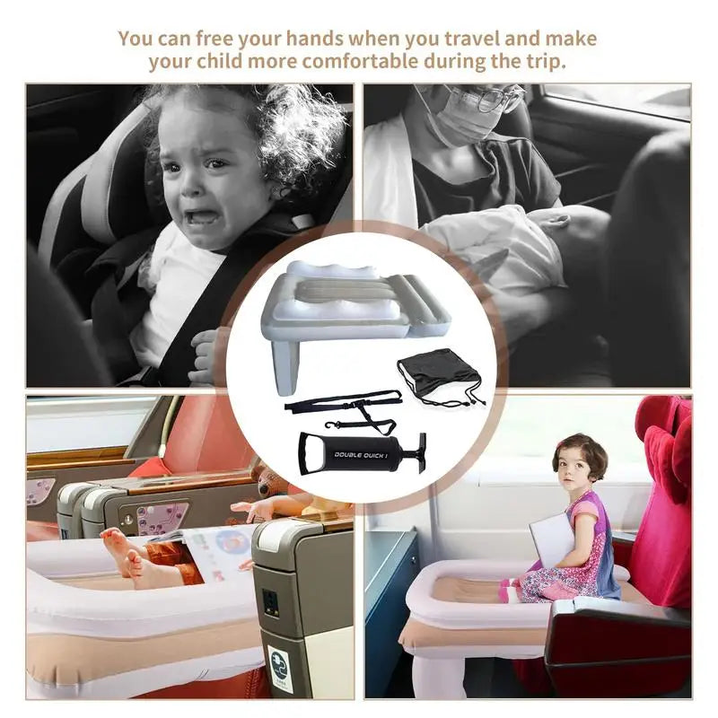 Inflatable Airplane Bed for Kids – Baby Travel Seat Extender with High Sides for Comfortable Flights