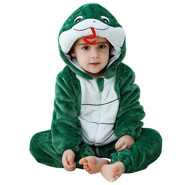 Cartoon Baby Romper – Flannel Hooded Jumpsuit Costume for Toddlers & Infants (Unisex)