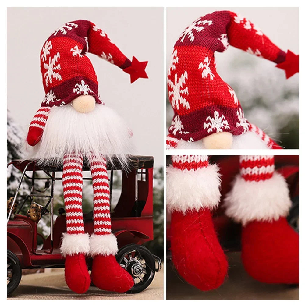 Christmas Gnome LED Ornament – Faceless Plush Doll Knitted Decoration for Tree & Home Holiday Gifts