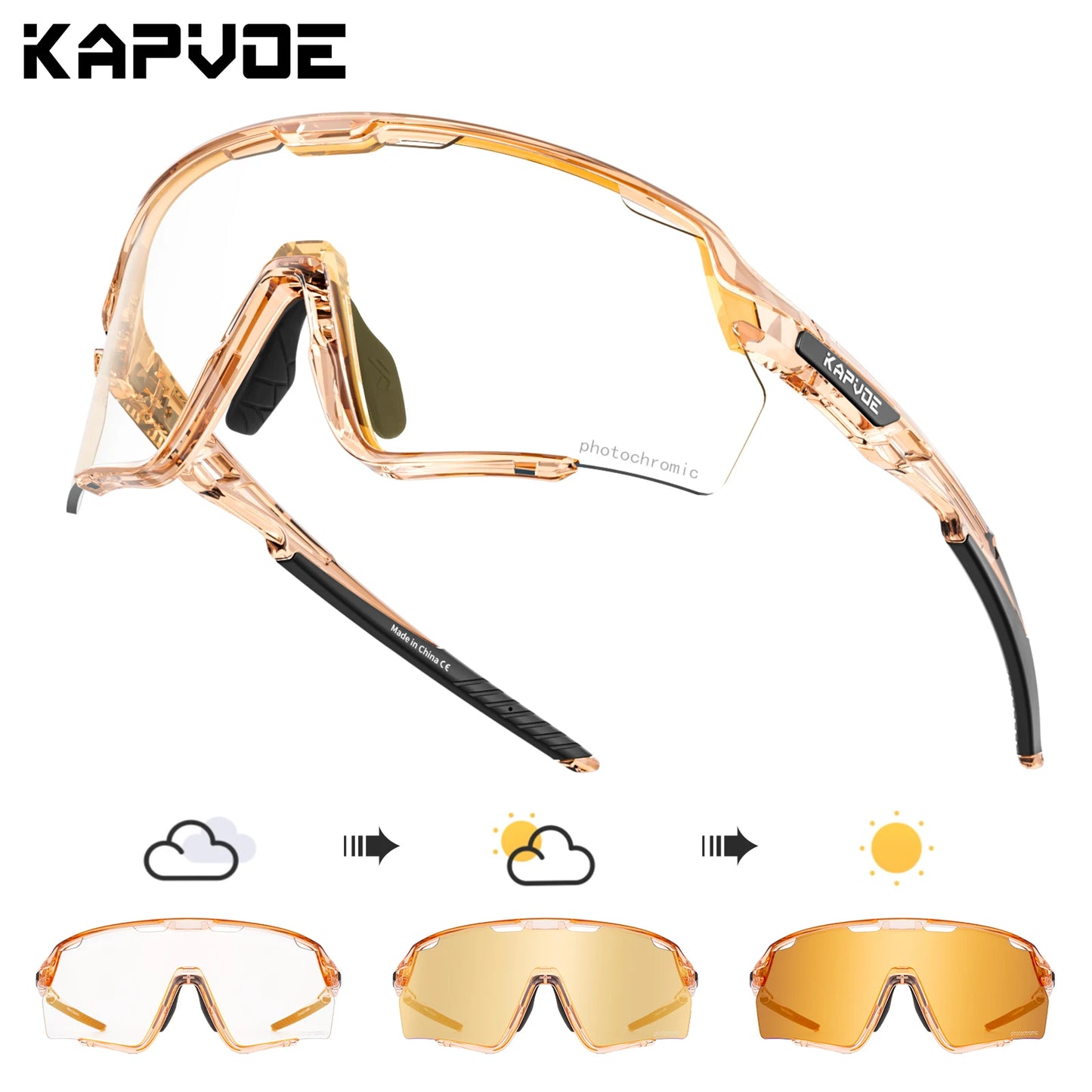 Kapvoe Photochromic Cycling Glasses – Silver Lens Sports Sunglasses for Men & Women
