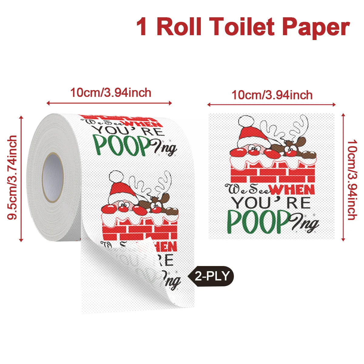 Christmas Toilet Paper Roll – Funny Merry Christmas & Happy 2026 New Year Tissue for Holiday Bathroom Décor