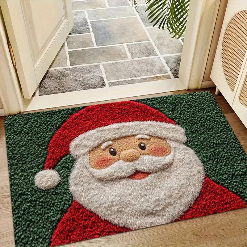 Christmas Door Mat – Red Santa & Gingerbread Carpet for Indoor/Outdoor Holiday Home Decoration 2026