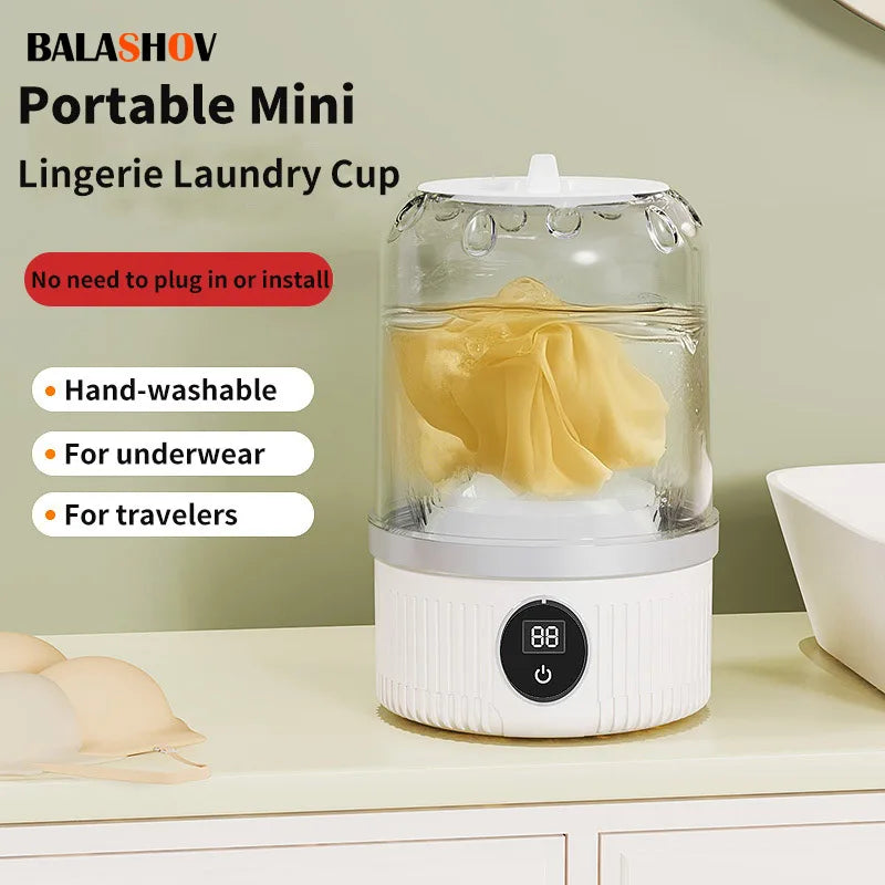 Wireless Mini Washing Machine – 1L Portable Underwear & Socks Cleaner with Dehydration Function