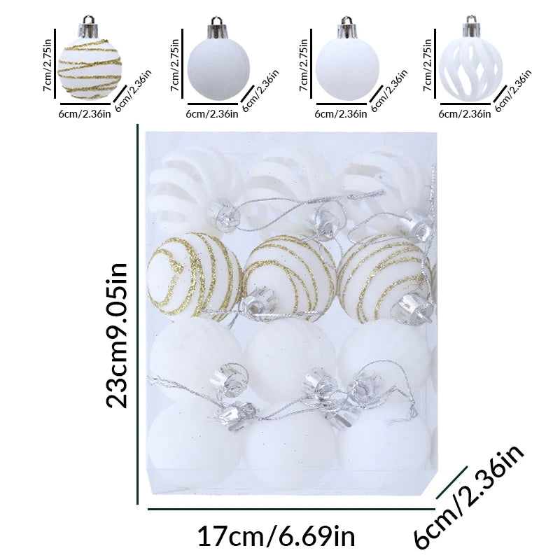 Velvet Christmas Tree Ornaments – 6/12pcs 6cm Flocked Ball Set, Shatterproof Holiday Decorations for Home & Party