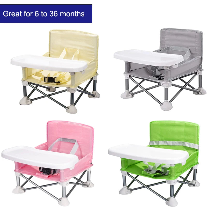 Portable Baby Booster Seat – Folding Travel Dining Chair with Feeding Tray for Kids