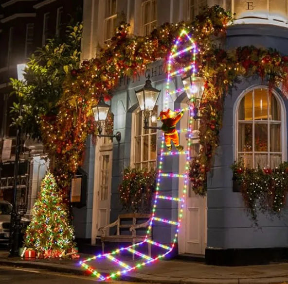 LED Santa Claus Climbing Ladder Light – 1.5/3M USB Christmas Decoration with 8 Flash Modes for Home & Tree