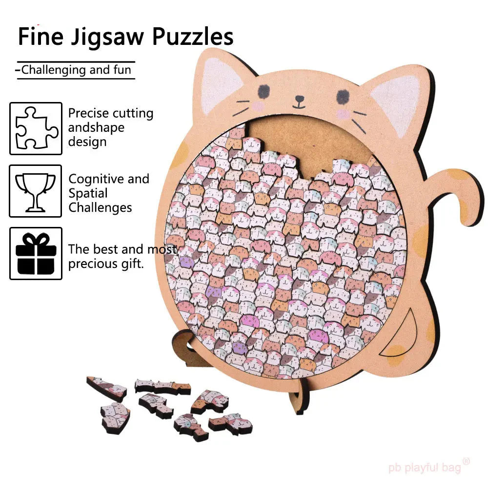 Wooden Cat Craze Wooden Art Puzzle