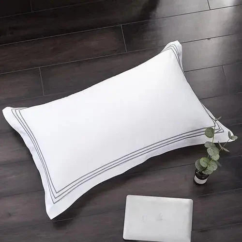 Set of 2 Premium Egyptian Cotton Symons Oxford Pillowcases - Black, Blue, Grey & Yellow