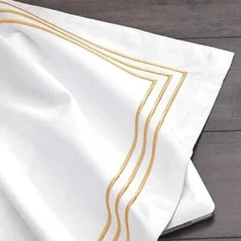 Set of 2 Premium Egyptian Cotton Symons Oxford Pillowcases - Black, Blue, Grey & Yellow
