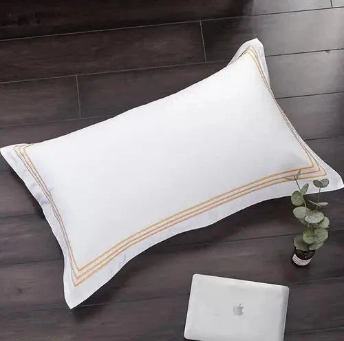 Set of 2 Premium Egyptian Cotton Symons Oxford Pillowcases - Black, Blue, Grey & Yellow
