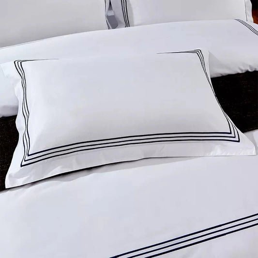 Set of 2 Premium Egyptian Cotton Symons Oxford Pillowcases - Black, Blue, Grey & Yellow