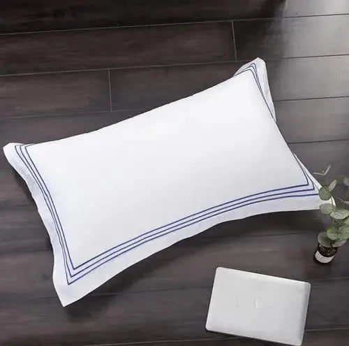 Set of 2 Premium Egyptian Cotton Symons Oxford Pillowcases - Black, Blue, Grey & Yellow