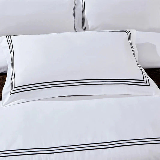 Set of 2 Premium Egyptian Cotton Symons Oxford Pillowcases - Black, Blue, Grey & Yellow