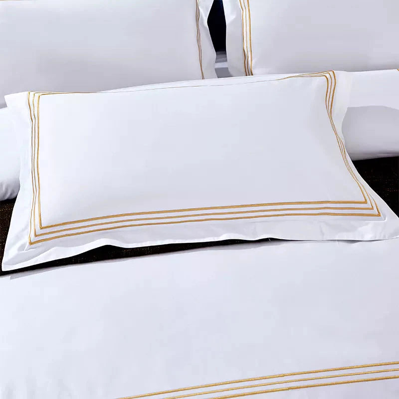 Set of 2 Premium Egyptian Cotton Symons Oxford Pillowcases - Black, Blue, Grey & Yellow