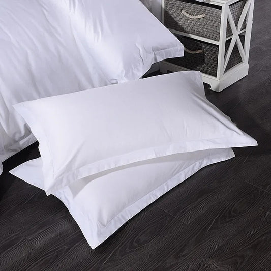 Set of 2 Premium Egyptian White Oxford Cotton Pillowcases