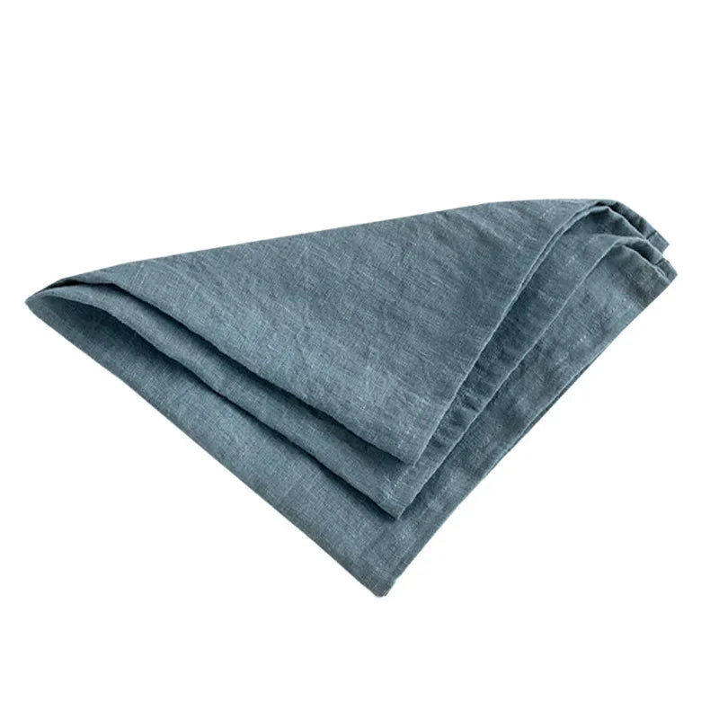 Set of 4 Large Traditional 100% Pure Linen Napkins - White, Beige, Blue, Grey & Brown